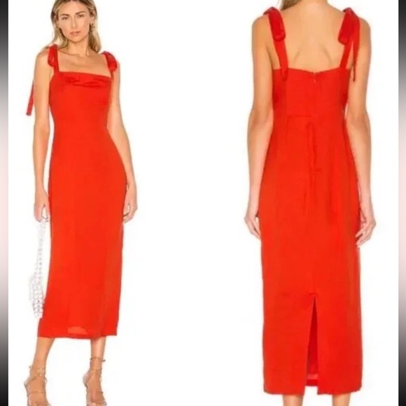 CAPULET Camille Midi Linen Blend Sleeveless Dress Orange Women's Size S - Picture 1 of 9